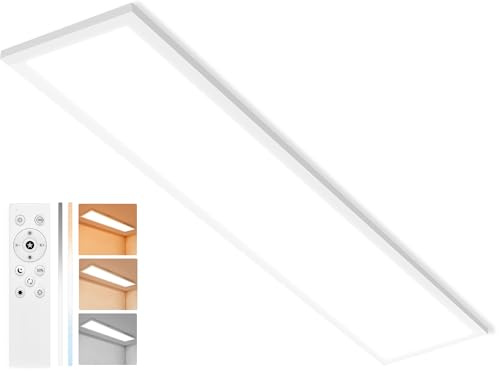 YindaLux Pannello LED 120x30 cm 40W 4000LM | Plafoniera led soffitto dimmerabile con telecomando | 2700K-6500K + Luce notturna + Funzione di memoria | Per cucina, ufficio, soggiorno, corridoio