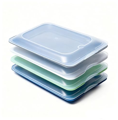 DECODEKO Tupper Embutido Nevera Hermético, Porta Embutidos Fresh Set de 4 Apilable, Libre de BPA Apto Congelador, Microondas, Lavavajillas, 17 x 3.2 x 25cm, Fácil de llevar (Transparente)