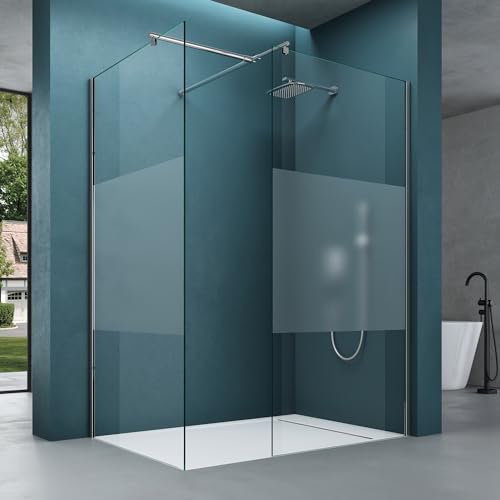 Mai & Mai pare douche à l’italienne avec deux parois de douche fixes 90x90, verre de sécurité trempé de 8mm revêtement nano easy clean Bremen1MS-T