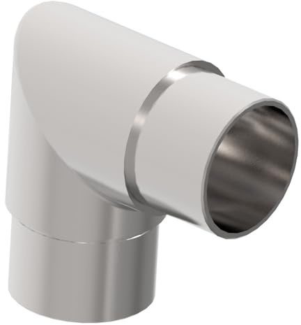 Sellon24® Edelstahl Eckbogen 90 Grad Rohrverbinder Bogen 42,4 Handlauf Geländer Endstück Rohrbogen Rundbogen V2A 0301.242