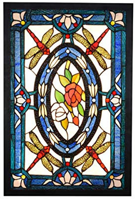 GDLight Tiffany Style LED Dragonfly Mural Lámpara de Pared Vintage Mediterráneo Techo Azul Vidrieras Ultradelgado Accesorio de iluminación de Borde para Dormitorio