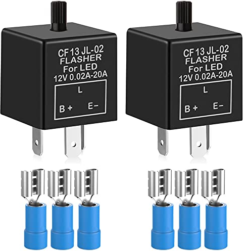 Gebildet 2Piezas 12V 3Pin Relé Intermitente Ajustable para Señales de Giro LED, CF-13KT Interruptor Intermitente electrónico 0.1W-150W, Solución para el Indicador de Señal Luz Intermitente