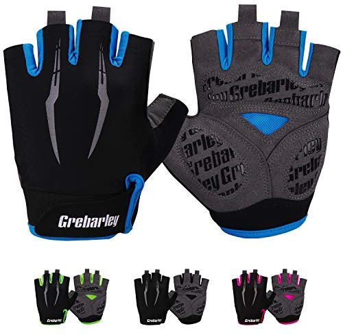 Grebarley Guantes de Ciclismo,Guantes MTB,Adecuado para Ciclismo de Montaña,Todo el Vehículo de Terreno,Bicicleta de Montaña,Guantes de Verano para Hombre/Mujer (Azul, S)