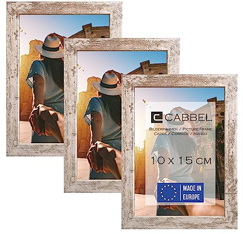 CABBEL set de 3 marcos 10x15 Marco de madera MDF con cristal acrílico inastillable en abedul