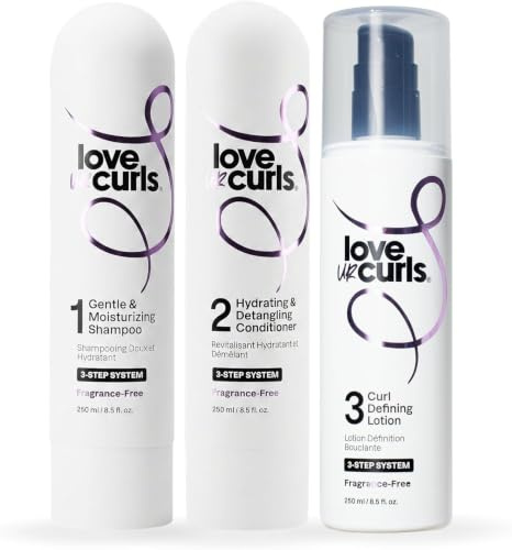 Love Ur Curls Doftfritt schampo- och balsam set med Curl stylingkräm, 3-stegs reparationssystem, 200 ml