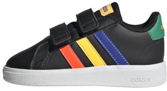 adidas Unisex bebé Grand Court Lifestyle Hook and Loop Shoes, Core Black / Lucid Blue / Court Green, 24 EU