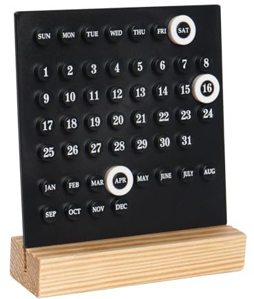 GDYOOSHOW Perpetual Calendar Desk Wood Calendar Stand Acrylic Calendar Desktop Decor for Livingroom Office Shop Bar Week Month Day Display(1pc black)