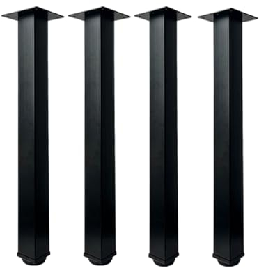 Jahof Tischbeine Metall Höhenverstellbar für Couchtisch, Seitentisch, Vierkant-Profil 50x50mm, 4 Stück (Schwarz, 50 cm)