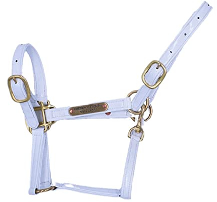 Sport Tent Halfter für Pferde Weidehalfter Stallhalfter Verstellbares Leder PU Pferdehalfter mit Kinn und Schnappverschluss L, Weiß