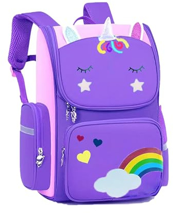 HT HONOR . TRUST Kids Backpack Girls School Bag Pink Purple backpacks for Girls 4 5 6 7 8 years old Children's backpacks Large Travel Bookbag