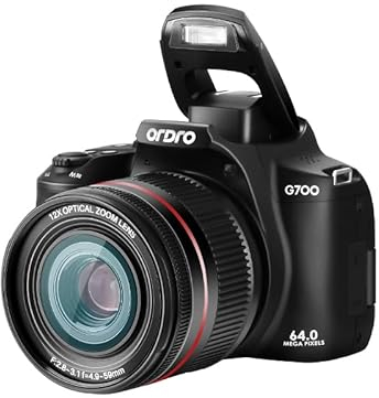 ORDRO G700 4K Ultra HD-Digitalkamera mit optischem Zoom, 64 MP, 3,0-Zoll-Klappbildschirm, AF-Autofokus + MF-Kamera mit manuellem Fokus für Fotografie, Kamera für Vlogging