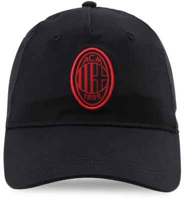 A.C. Milan - Cappello Ess con Visiera, Cappellino Estivo Classico con Logo Ufficiale, Cappellino Uomo o Donna, Unisex, Regolabile, Nero