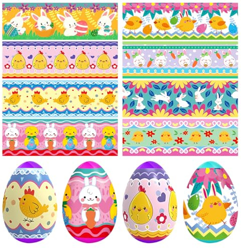 16 pellicole termoretraibili per uova di Pasqua, decorazioni di Pasqua, sacchetti termici termici termici e 8 tipi di adesivi termici per uova di Pasqua per decorare uova di Pasqua colorate