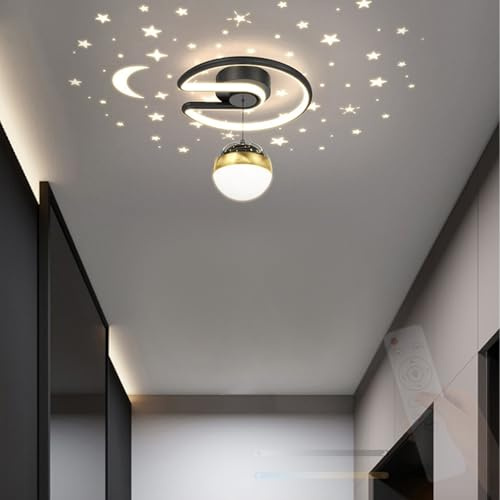 TZSMUM Modern LED Sternenhimmel Deckenlampe mit Fernbedienung Deckenleuchte 2700K-6500K Dimmbar Deckenbeleuchtung Eisen Aluminium Kreativ Dekorativ für Kinderzimmer Wohnzimmer (A,Schwarz)