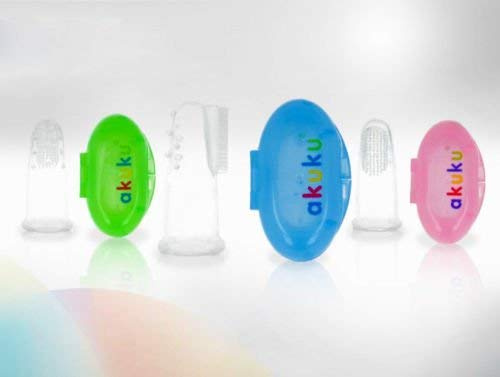 Baby Finger Toothbrush Gum Massager Teething Relief Akuku A0263 (Pink)