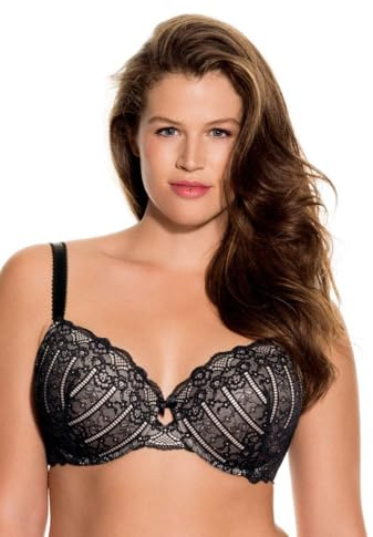 Dorina Soutien-gorge Femme Celine Demi – Légèrement rembourré, À Armatures, Bonnets Moulés, Dentelle Florale, et Dos en U (U-Back) pour un maintien optimal, Noir