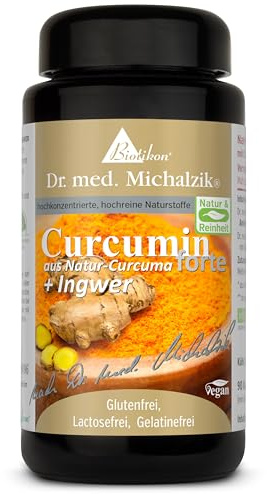 Curcumin Tumeric forte Premium Dr. med. Michalzik - 90 Kapseln - je Kapsel 450 mg Curcuma-Naturextrakt 100 mg Ingwer-Naturextrakt (5% Gingeröl) - ohne Zusatzstoffe - von BIOTIKON®