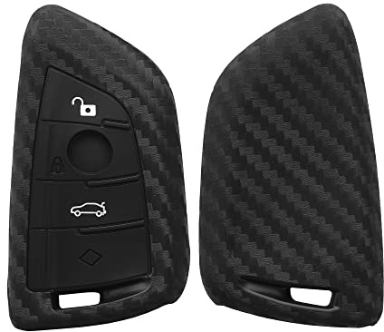 kwmobile Autoschlüssel Hülle kompatibel mit BMW 3-Tasten Smart Key Autoschlüssel Hülle - Schlüsselhülle Carbon Schwarz