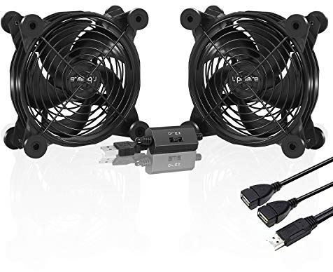 upHere Gehäuselüfter 120mm pc lüfter USB,Multi-Speed-Steuerung,mit Metallgrillschutz,zum PC/TV-Box/Empfänger/AV-Kabine/PS4/Router,U1204