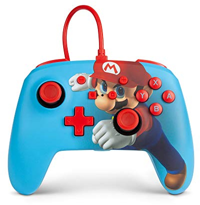 Verbesserter Kabelgebundener PowerA Controller für Nintendo Switch – Mario Punch, Gamepad, Game-Controller, Kabelgebundener Controller, Offiziell Lizenziert