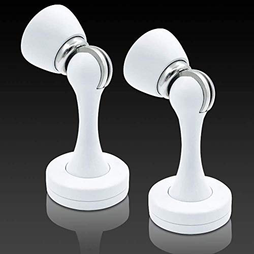 Magnetic Door Stop, 2 Pack Door Stopper Magnetic White Brushed Nickel Magnetic Door Stops Catch Floor Wall Mount Stainless Steel Doorstop Door Holder for Home Office…