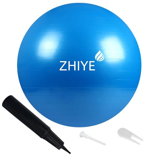 ZHIYE Palla da pilates blu, 45 cm, per esercizi di yoga, fitness, yoga, stabilità, sbarra, allenamento fisioterapia, palla svizzera, palestra a casa