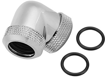 Male To Female Extender Fitting, G1/4 PETG 16mm (5/8) OD Tube 90 Degree Dual Compression Cooling, Rotary Enhance Adapter For Computer Water Cooling System(Silver)}