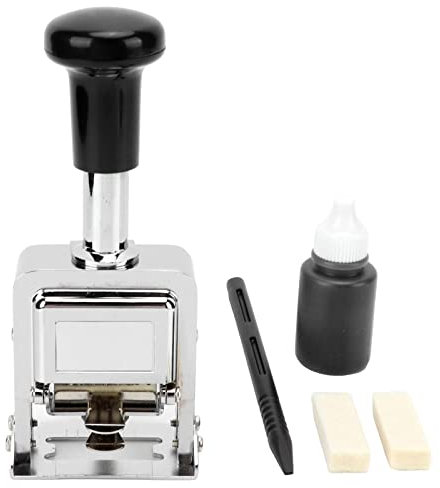 Nummerierstempel, Professional Tragbarer 6-stelliger Automatischer Selbstfärbender Nummerierstempel mit Tinte für Büro und Geschäft