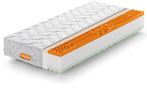 Marcapiuma Einzelmatratze ÜBERGRÖßE Bio Soia Viscoschaum 100x210 h. 21 cm Orthopädische H3 Fest 5 Zonen Komfort Viscomatratze Abziehbar Silver Bezug Öko-Tex gegen Milbe Atmungsaktiv Made in Italy