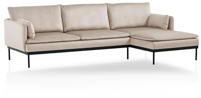 Traumnacht Sofá esquinero Lyon 2 plazas con chaiselongue, Beige/chaiselongue Flexible Que se Puede Colocar a la Derecha o Izquierda, Fabricado según estándar de Calidad alemán, Montaje fácil