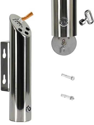 Wand-Aschenbecher Edelstahl, Wandaschenbecher für Draußen, Outdoor Zigaretten-Aschenbecher für Pub-Büro-Restaurant-Garten-Hotels ﻿