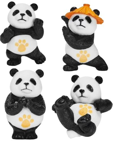 NTEVXZ 4Pezzo Figure di Panda, Panda Ornamenti Giardino, Panda Decorazioni per Torta, Regalo per Panda Decorazione per Feste Compleanno Bambini