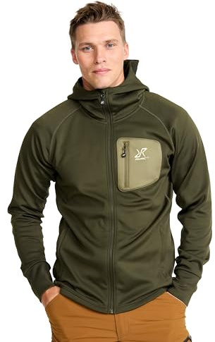 RevolutionRace Evolution Stretch Fleece Hoodie für Herren, Zip Hoodie für Wandern und Outdoor-Aktivitäten, Forest Night, M