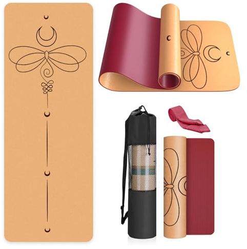 Ecologica Esterilla Yoga Antideslizante - Colchoneta Yoga de Corcho Natural, Incluye Correa de Hombro y Bolsa de Transporte,Para Yoga y Pilates,Esterilla Deporte - Yoga Mat 183 x 61CM