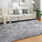 SOANNY Hochflor Wohnzimmer Teppich, Waschbar Anti-Rutsch & Flauschig, Tie-Dye Langflor Teppiche für Schlafzimmer & Kinderzimmer, Bettvorleger Matte, 120 x 180 cm, Hellgrau