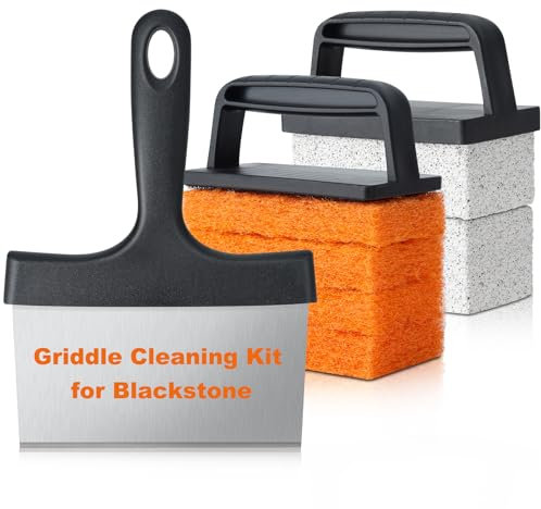 Griddle Cleaning Kit Compatible with Blackstone - Flat Top Grill Cleaner Grill Cleaning Kit with Grill Brick, Griddle Scraper & Grill Brush, Griddle Seasoning Accessories Kit to Remove Stain