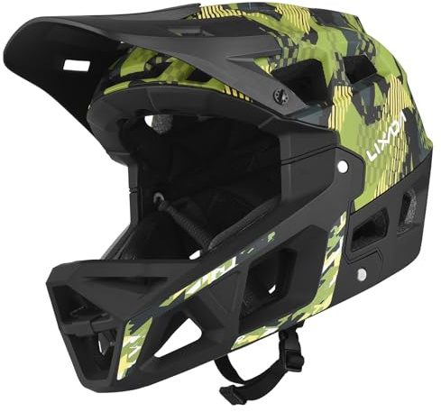 Lixada Integraler Mountainbike-Helm, Fahrradhelm für Erwachsene, Mountainbike-Helm für Erwachsene, für Herren und Damen, Kopfumfang von 55-58cm/59-61 cm, Fahrradhelm (Phantom gelb, M 【55-58cm】)