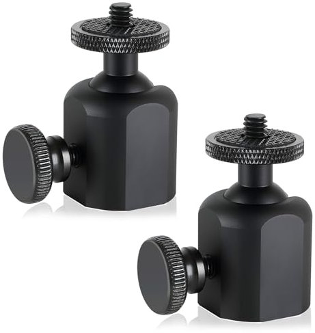 Folgtek Cabezal de bola mini Ball Head con adaptador de zapata de flash de 1/4, cabezal giratorio de 360 °, con apdater de zapata caliente para cámara Camera Camera Camcoder LCD Monitor, Micrófono