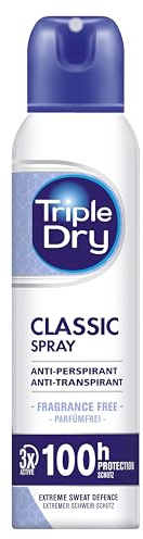 Triple Dry Classic Anti-Perspirant Spray 150ml Unisex | Clinically Proven 100-Hour Protection Against Excessive Sweating, Triple Active Odour Fighting Formula, Classic Fragrance