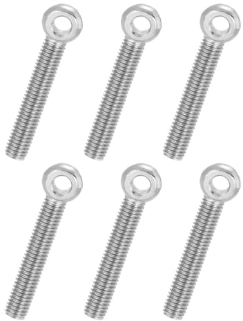 PATIKIL 6 Pz Bullone Ad Occhio Oscillante Spalla M8x50mm, 304 Acciaio Inox Metrico Filettatura Completa Occhio Fisheye Foro Scivoloso Bullone Di Sollevamento Elementi, Tonalità Argento