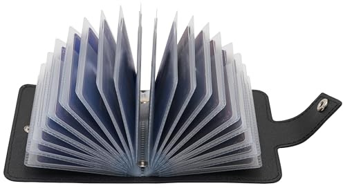 HRainbow Credit Card Holder -Leather Card Case for Women Men with 40 PVC Vertical Card Slots. (Black)