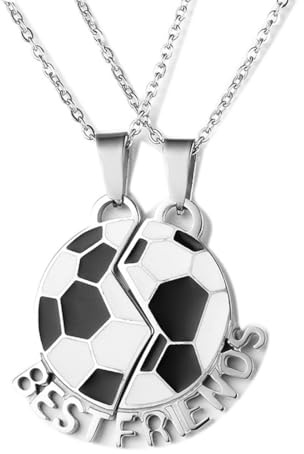 YUVKIN 2 Collane Amicizia con Ciondolo a Forma di Puzzle e Pallone da Calcio, Gioielli Amicizia Regalo per Migliori Amici, Bambini e Ragazzi