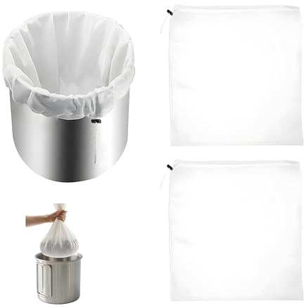 2 sacchetti filtro da doccia, 46 x 40 cm, sacchetti filtranti, riutilizzabili, con coulisse, per spremiagrumi, panno per la pressa per tutti i cereali, pressa per vino, birra, torte