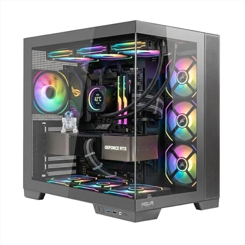 Noua Vision ZK900 | Case PC Gaming ATX Mid Tower | Ventola PWM ARGB | Struttura Doppia Camera | Supporto Raffreddamento Liquido 360 mm | Compatibile Back-Connect MB, Nero