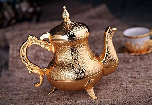 DEMMEX Türkische marokkanische arabische Teekanne, dekorativ, nur dekorativ, 750 ml (Gold)