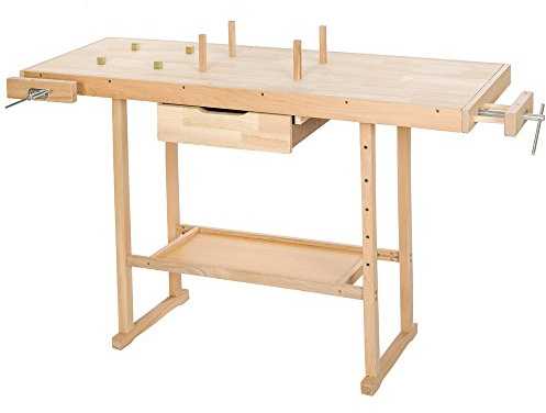 tectake 401451 Snickarbänk trä med skruvstäd modell 2