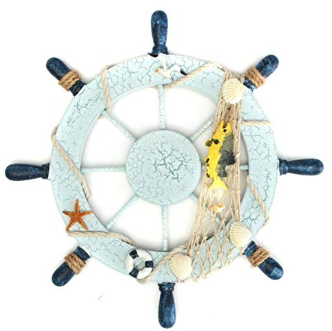 TOYANDONA Nautical Decor Boat Wheel Wall Art Wooden Wheel for Coastal Room Decor