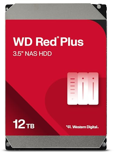 WD Red Plus 12TB para NAS Disco duro interno de 3.5, clase 7200 RPM, SATA 6 GB/s, CMR, caché de 256 MB, garantía de 3 años (reacondicionado)