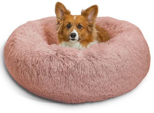 Best Friends by Sheri The Original Calming Donut - Coussin pour chat/chien Shag - fausse fourrure - vieux rose - M/76x76cm