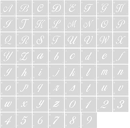 AIEX 62 Stück Schablonen, Alphabet, Kalligraphie, 4 cm, Bauernhof-Stil, Alphabet, Zahlen, Schablonen, Alphabet, für Kunst, Projekte, Dekoration, DIY, Malerei